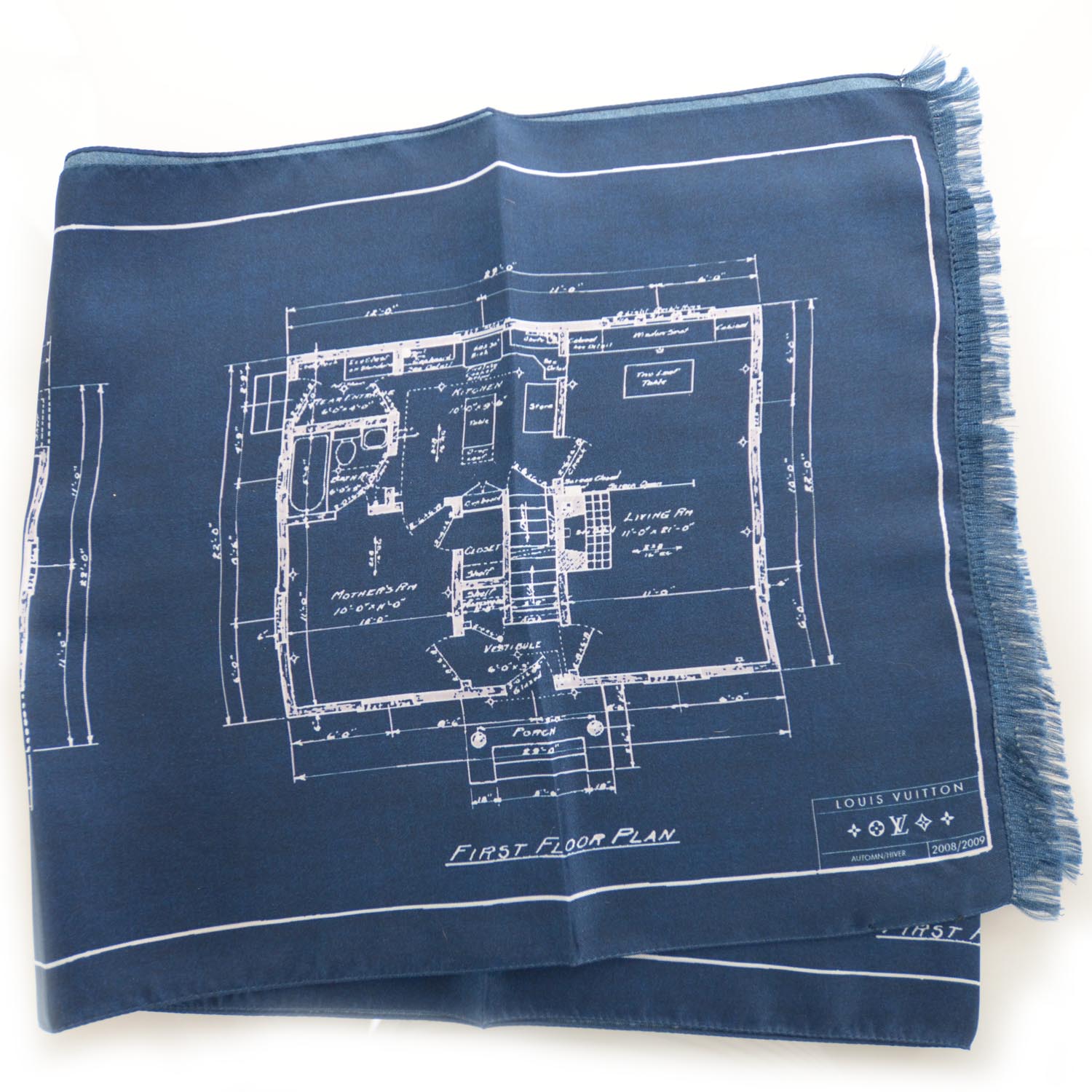 Louis Vuitton Silk Floor Plan Print Scarf Blue 1 of 6