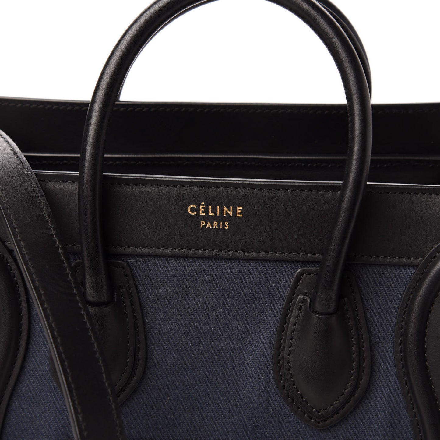 Canvas Smooth Calfskin Nano Tri-Color Luggage Navy Blue