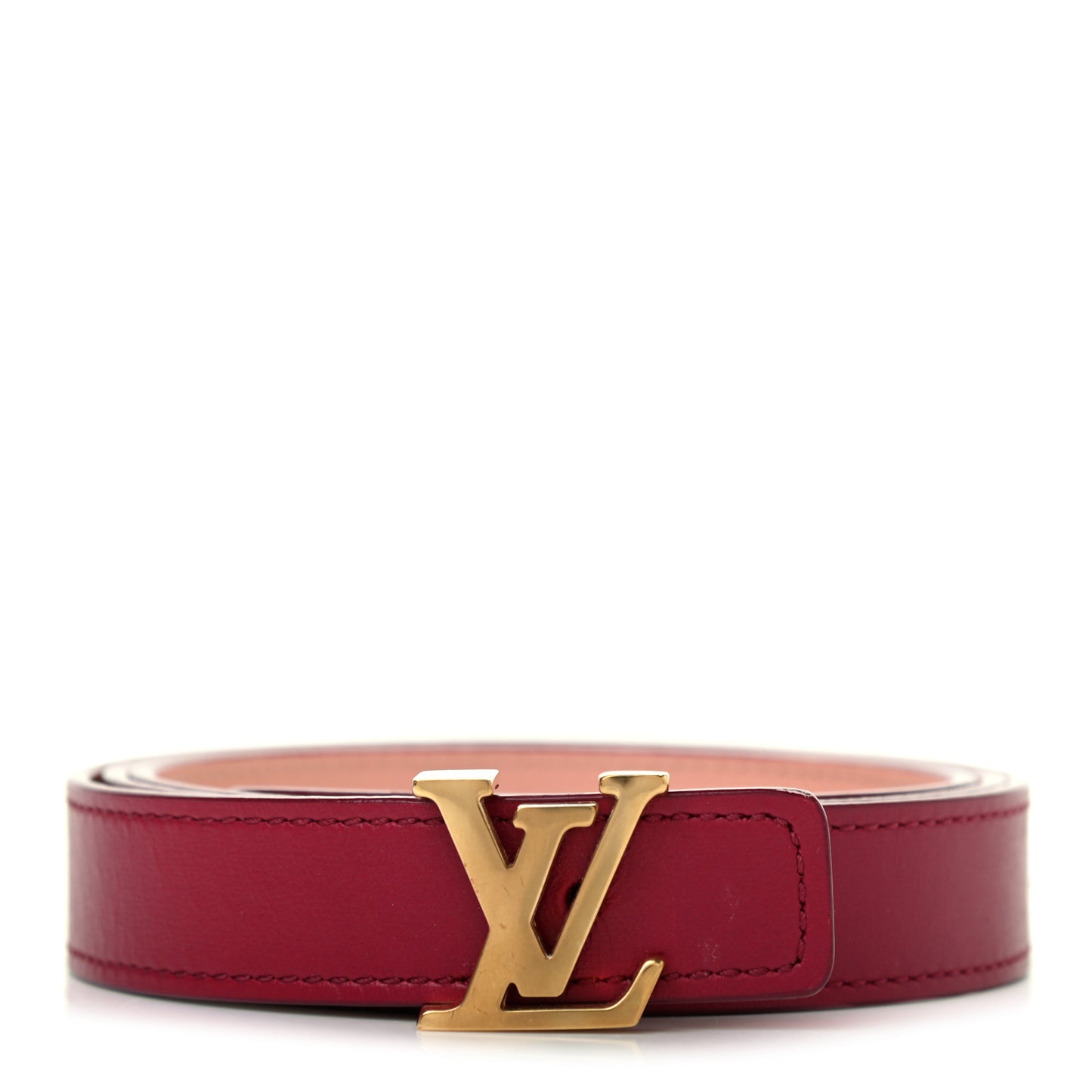 Calfskin 20mm LV Initiales Belt 80 32 Bordeaux