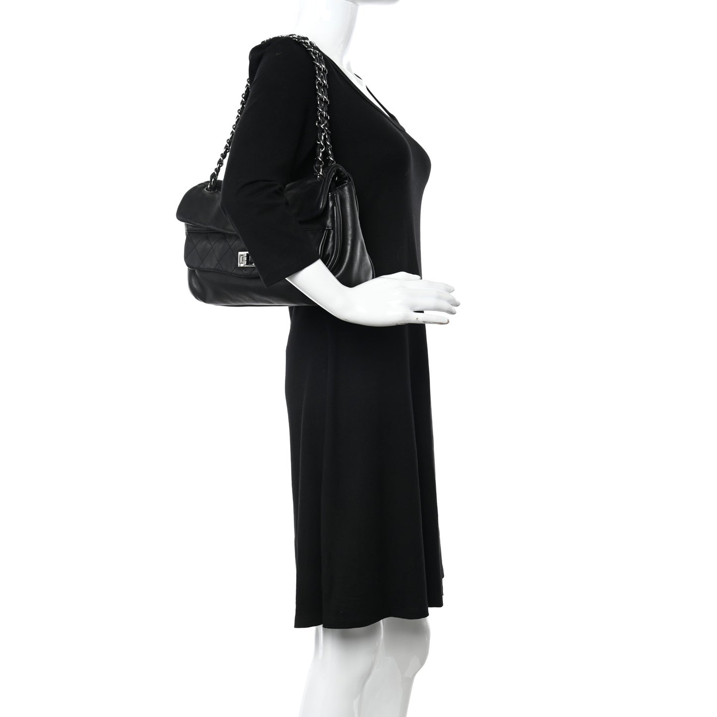 Lambskin Jumbo Mademoiselle Double Flap Black