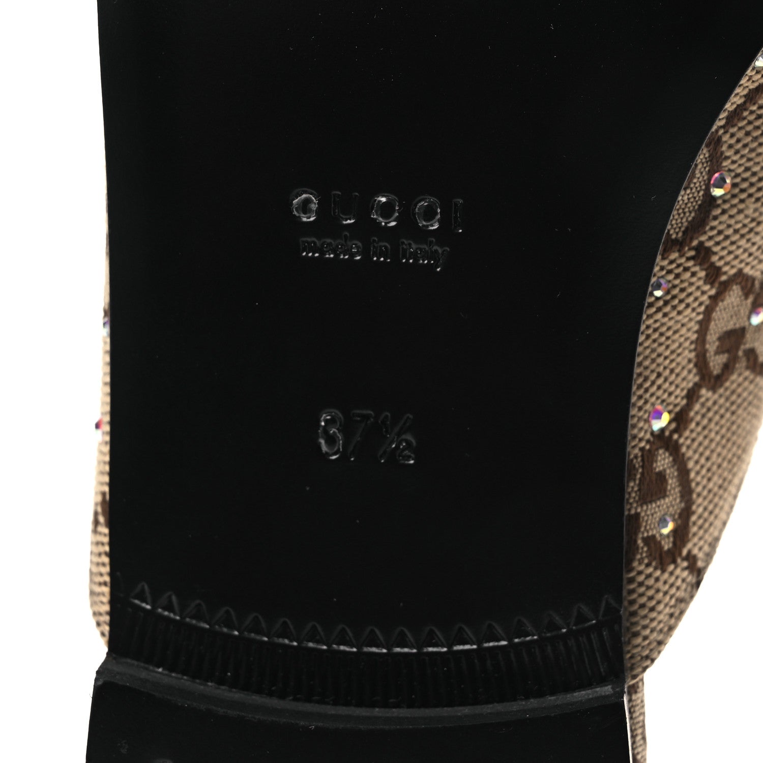 Gucci Crystal Canvas GG Monogram Nappa Womens Princetown Slippers 37.5 Beige Ebony New Acero 8 of 11