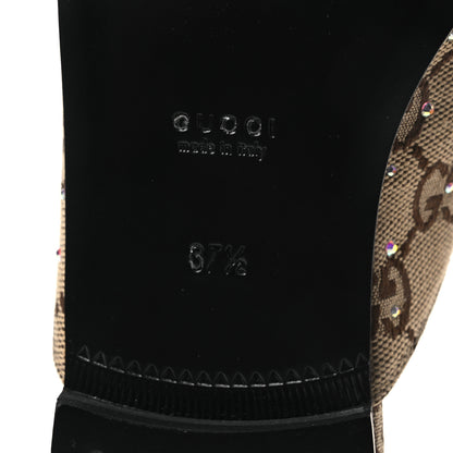 Gucci Crystal Canvas GG Monogram Nappa Womens Princetown Slippers 37.5 Beige Ebony New Acero 8 of 11