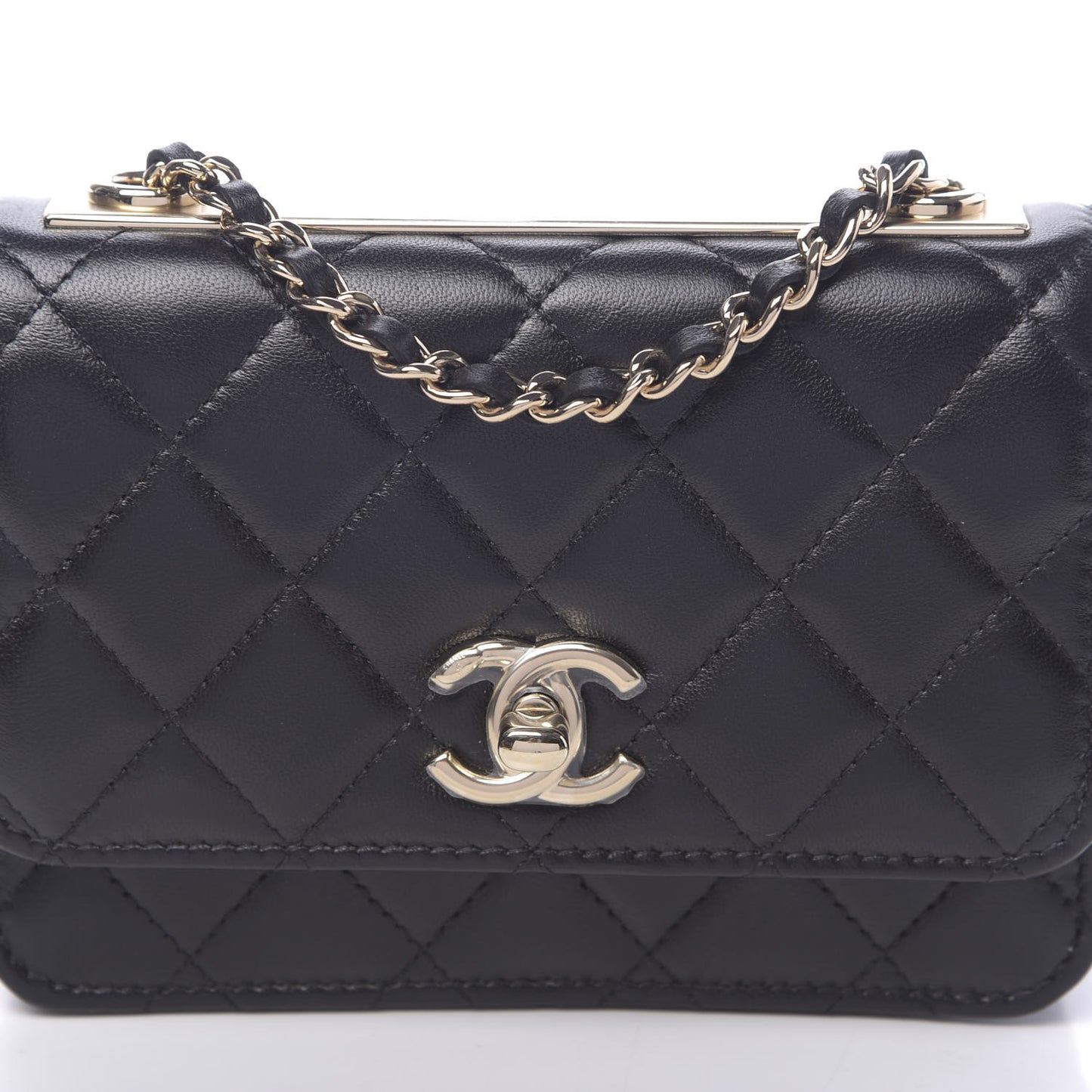 Lambskin Quilted Mini Trendy CC Wallet On Chain WOC Black