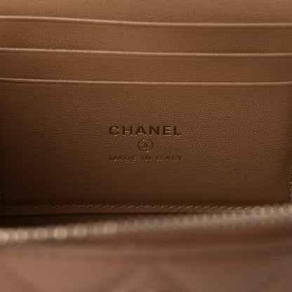 Chanel Lambskin Quilted Metal Small Top Handle Vanity Case With Chain Beige 6 of 10