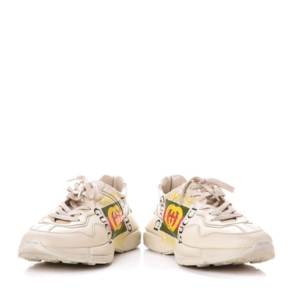 Gucci Calfskin Interlocking G Logo Mens Rhyton Sneakers 9 Ivory 4 of 10