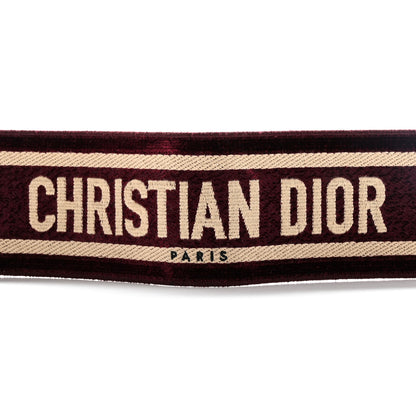 Christian Dior Canvas Velvet Embroidered Shoulder Strap Bordeaux 3 of 6