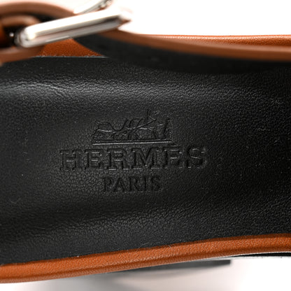 Hermes Calfskin Elbe 60 Sandals 36.5 Marron Glaise 7 of 10
