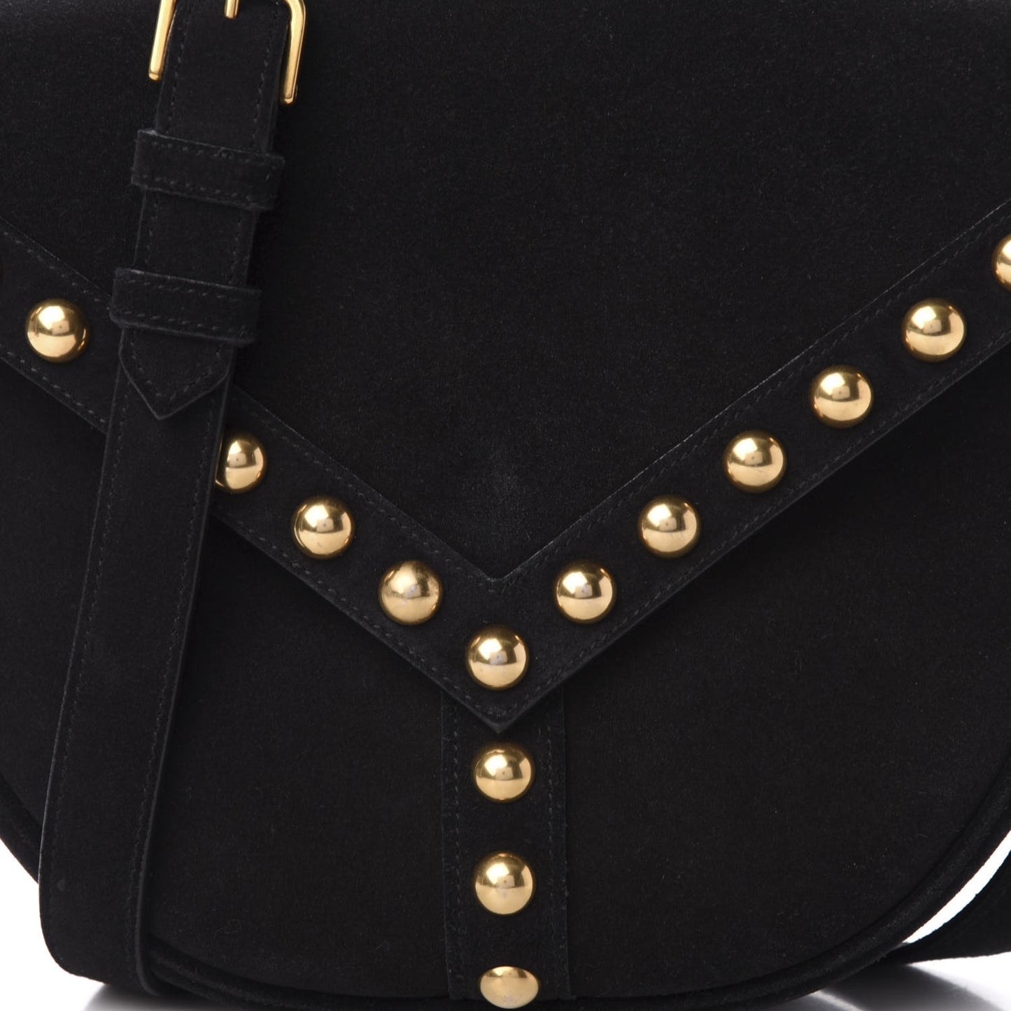 Suede Y Studs Crossbody Bag Black