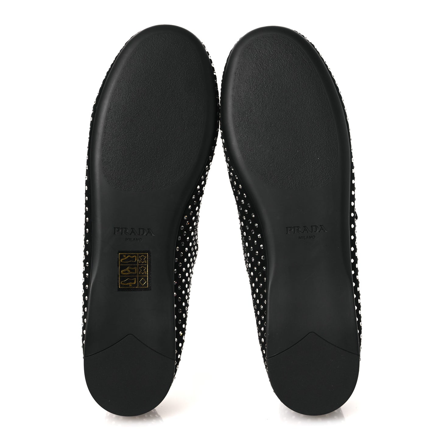 Suede Crystal Studded Ballerina Flats 37 Black
