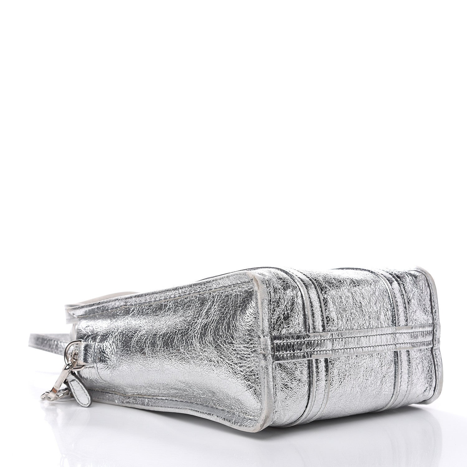 Balenciaga Metallic Calfskin S Bazar Shopper Tote Silver Hardware 4 of 16