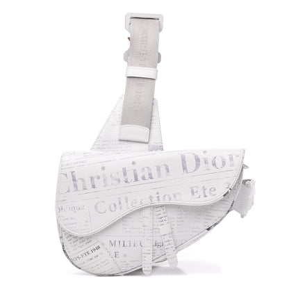Christian Dior X DANIEL ARSHAM Grained Calfskin Newspaper Print Saddle Bag White 1 of 8