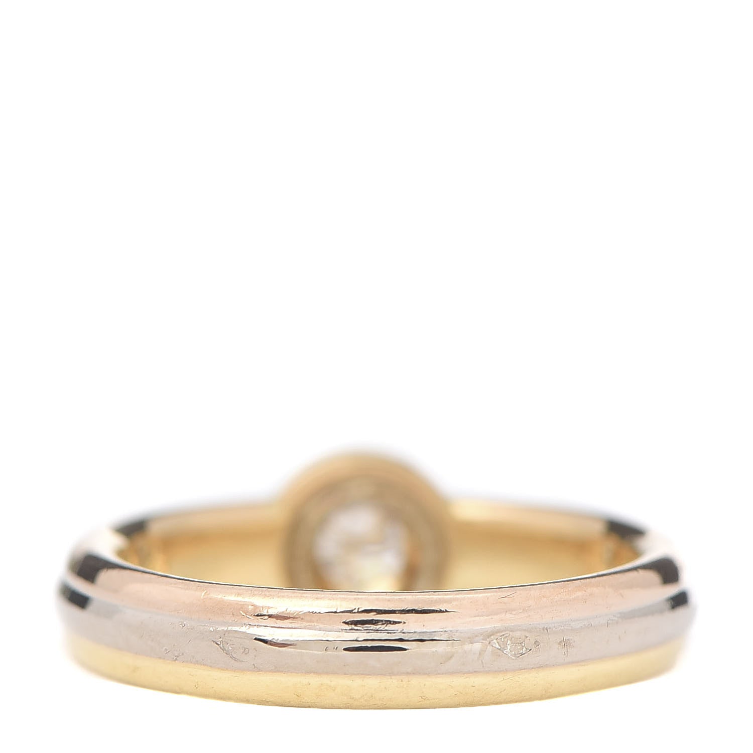Cartier 18K Pink Yellow White Gold Diamond Solitaire Trinity Ring 48 4.5 3 of 5