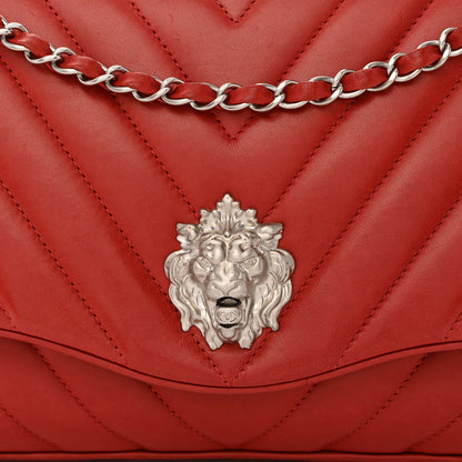 Chanel Lambskin Chevron Jumbo Leo Lion Flap Dark Red 8 of 10