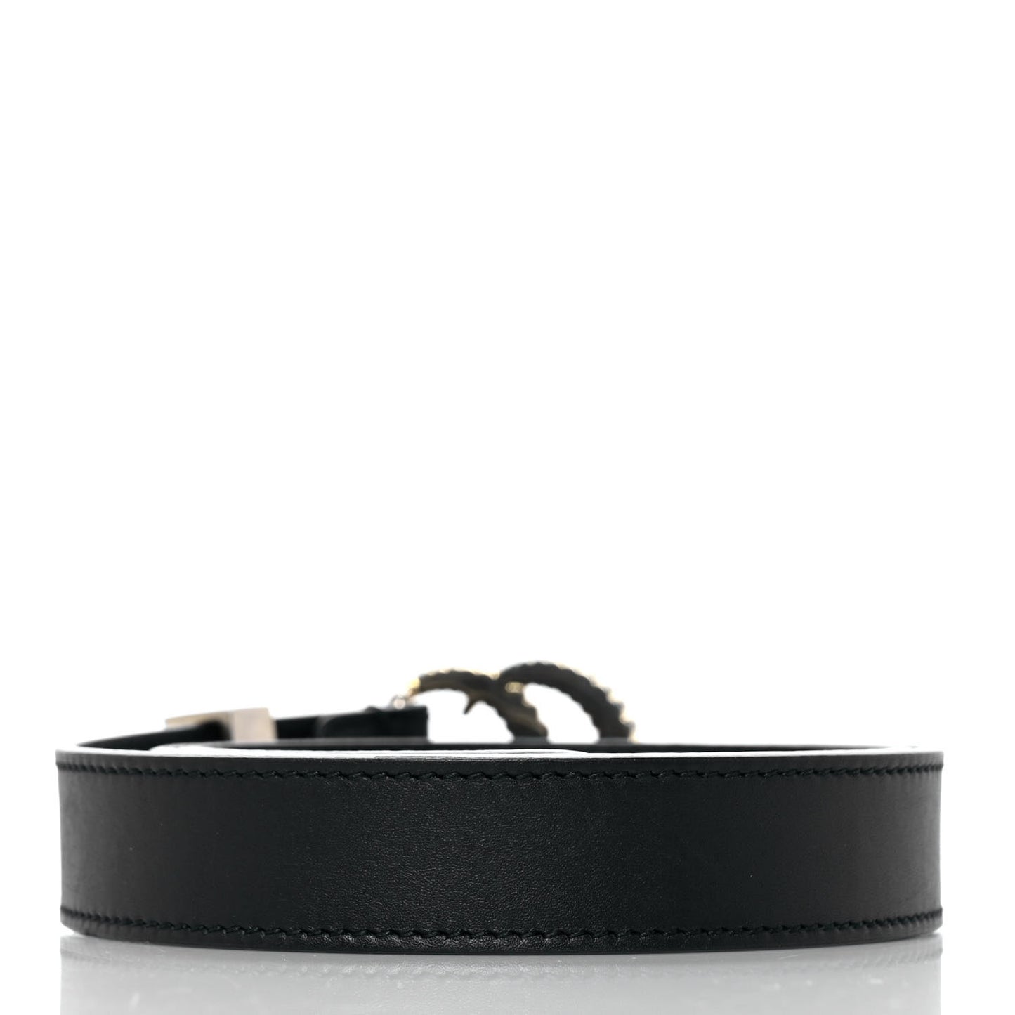 Moon Calfskin Torchon Double G 25mm Belt 75 30 Black