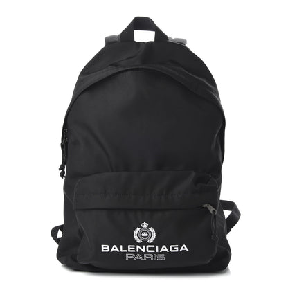 Balenciaga Nylon Crest Logo Explorer Backpack Black 1 of 8