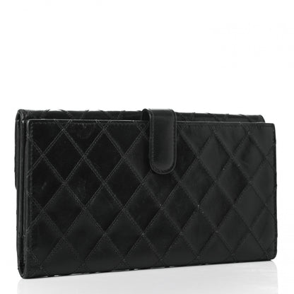 Chanel Lambskin Diamond Stitched Flap Wallet Black 3 of 8