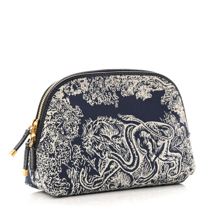 Christian Dior Embroidered Toile De Jouy 30 Montaigne Cosmetic Pouch Blue 3 of 7