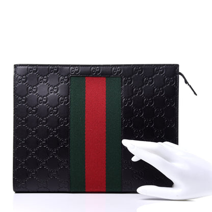 Gucci Guccissima Signature Web New Web Cosmetic Case Black 2 of 11