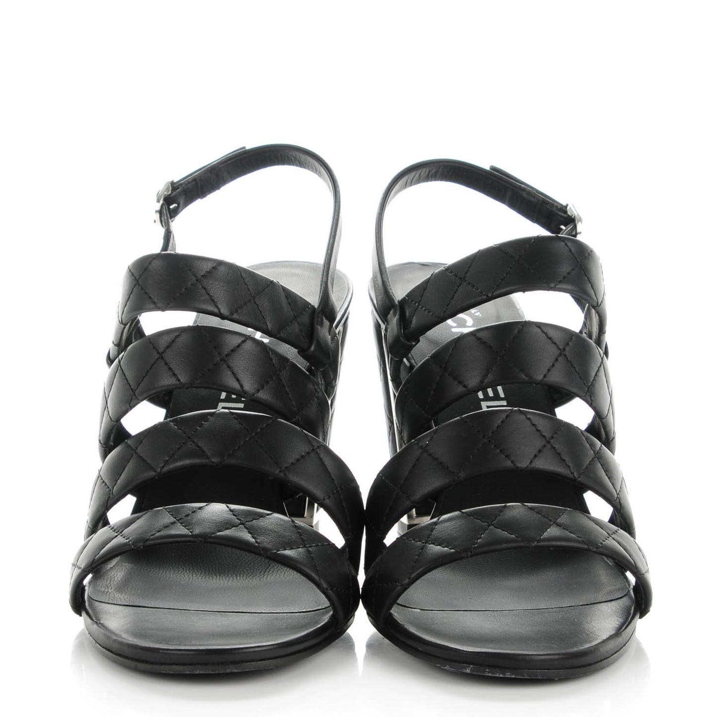 Calfskin Quilted Sandals 40 Black