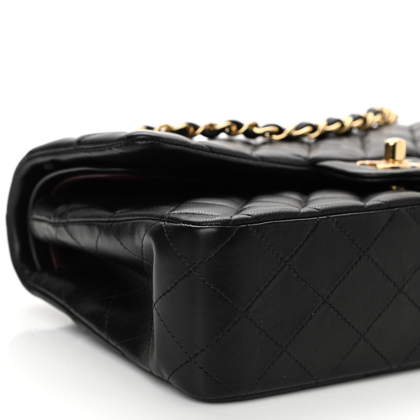 Lambskin Quilted Medium Double Flap Black