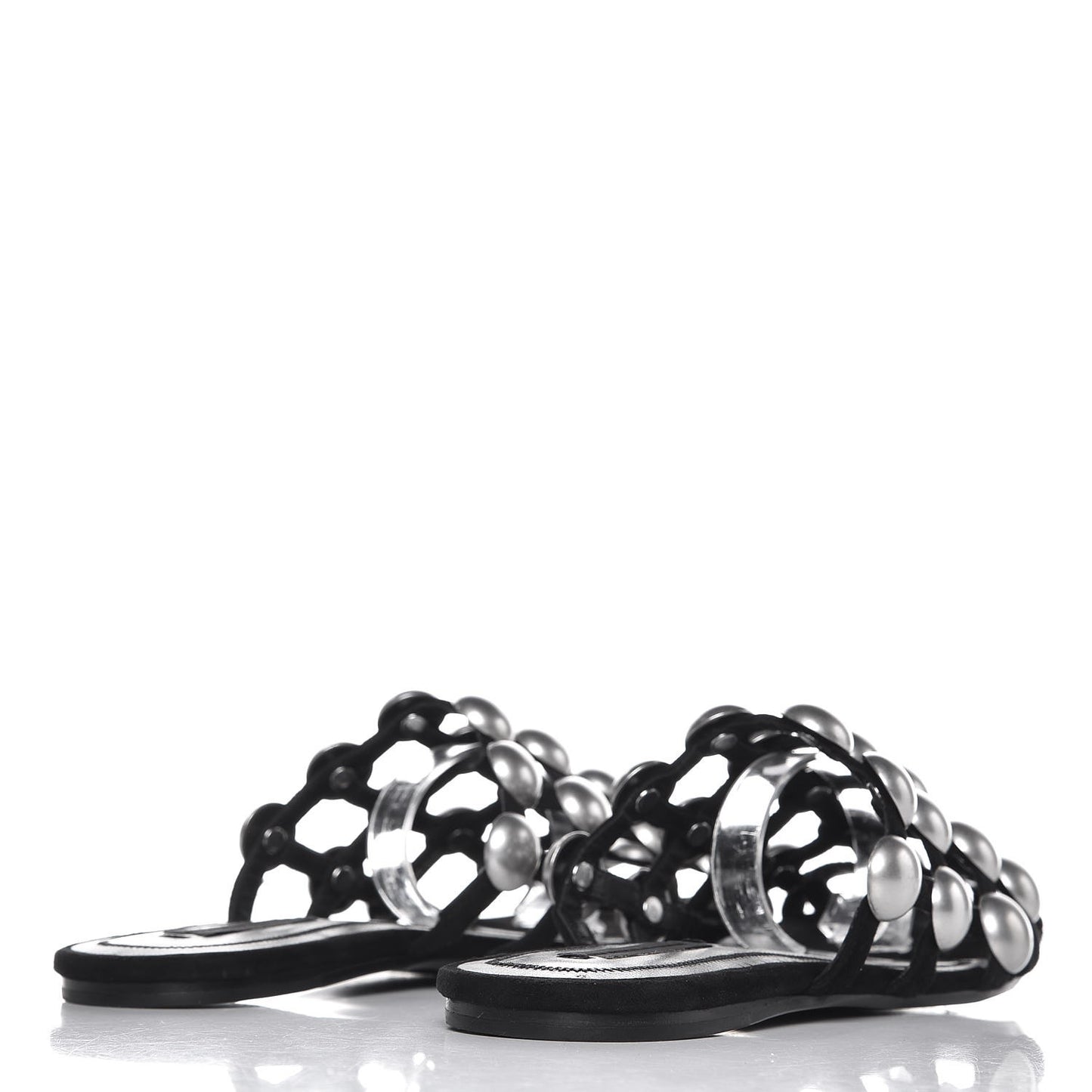 Suede Studded Amelia Slide Sandals 36 Black