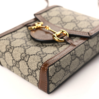Gucci GG Supreme Monogram Mini Horsebit 1955 Crossbody Bag Beige Brown Sugar 9 of 9