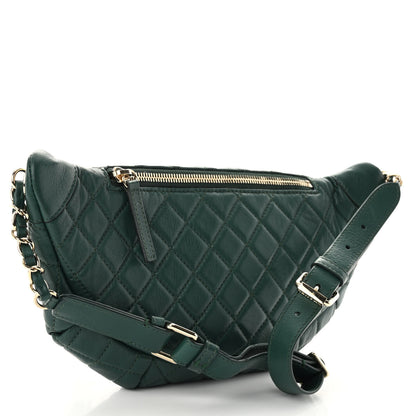 Chanel Calfskin Quilted Banane Waist Bag Fanny Pack Dark Green 3 of 10