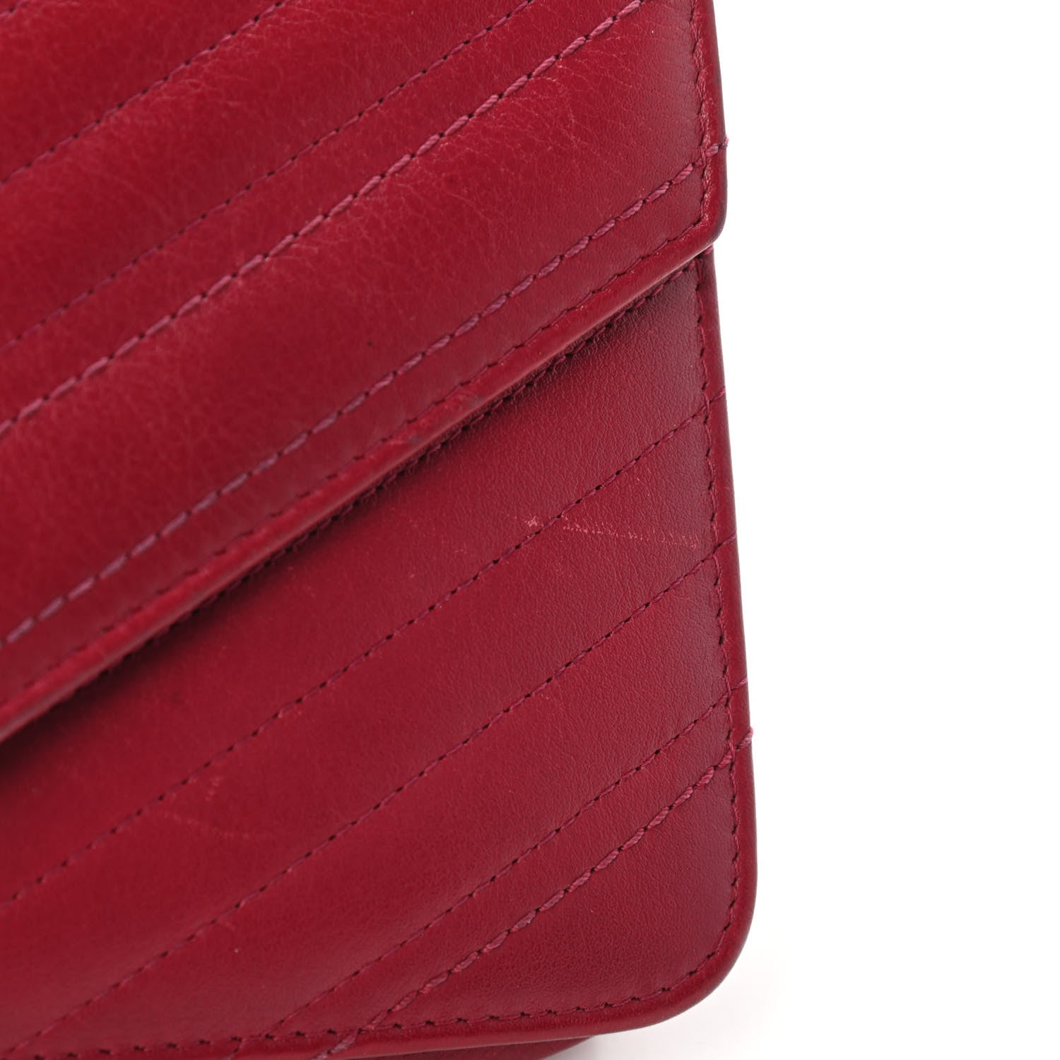 Chanel Goatskin Chevron Quilted Statement Wallet On Chain WOC Dark Pink 12 of 13