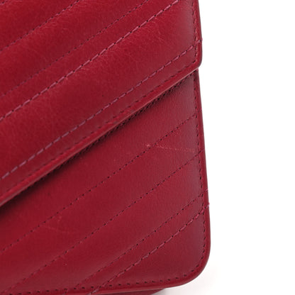 Chanel Goatskin Chevron Quilted Statement Wallet On Chain WOC Dark Pink 12 of 13