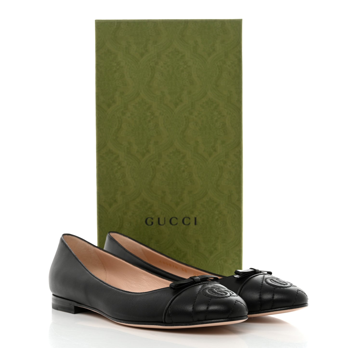 Nappa Matelasse Chevron Double G Ballet Flats 38 Black