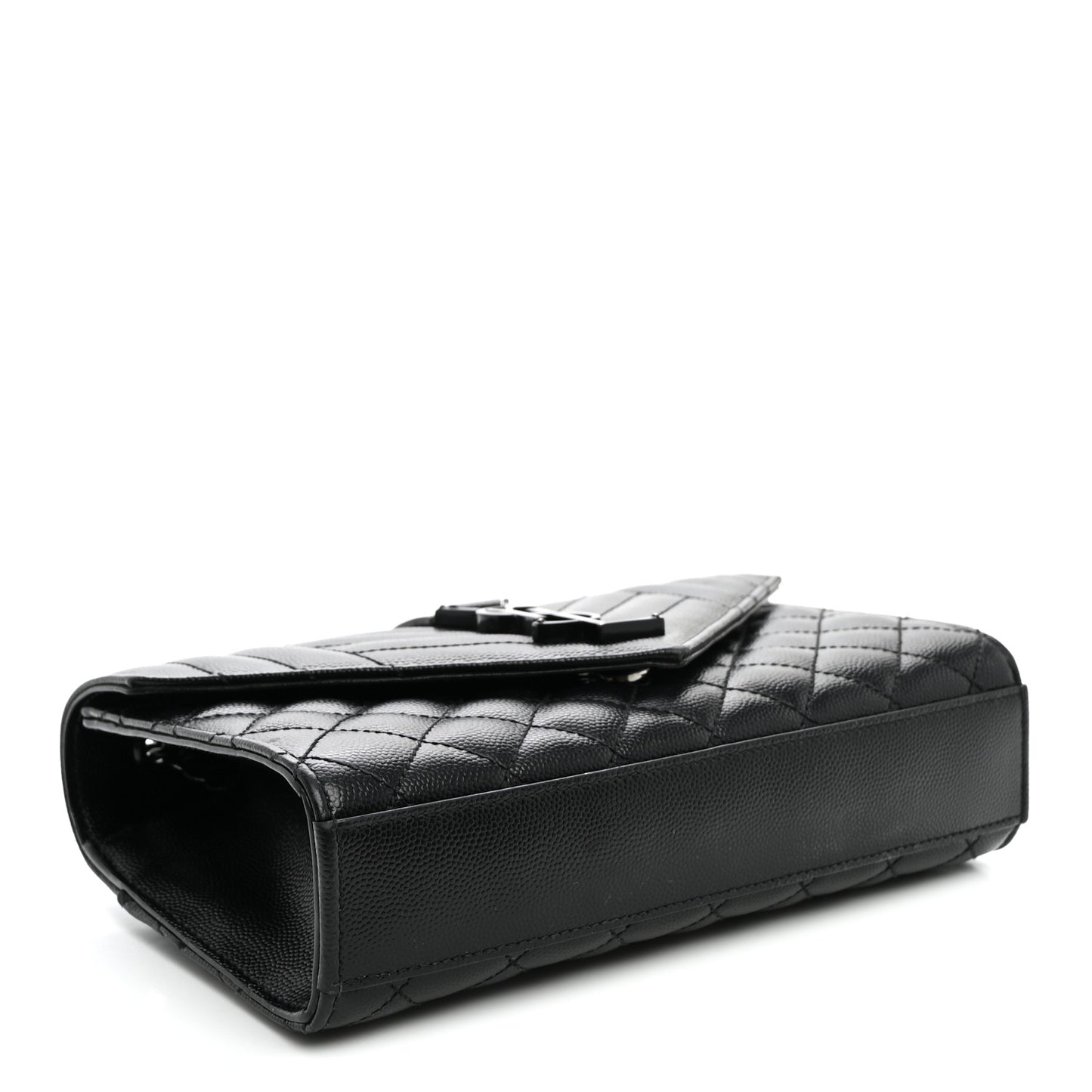 Grain De Poudre Textured Mixed Matelasse Triquilt Small Monogram Monochrome Satchel Black