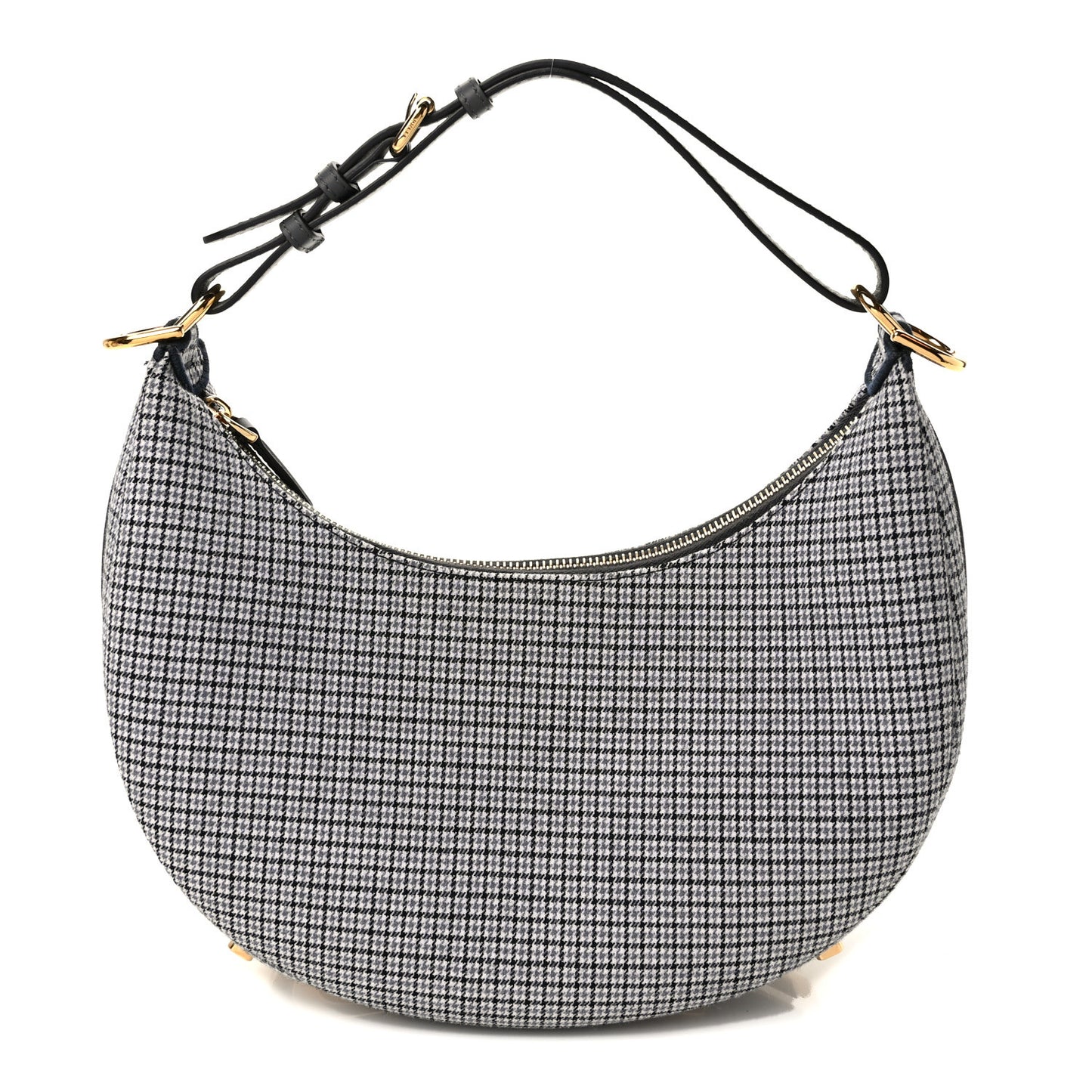 Wool Vitello Grace Small Houndstooth Small Fendigraphy Hobo Bag Grigio Anthracite