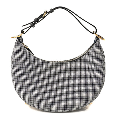 Fendi Wool Vitello Grace Small Houndstooth Small Fendigraphy Hobo Bag Grigio Anthracite 1 of 9