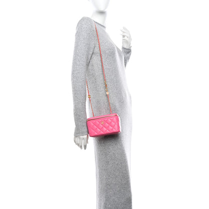 Chanel Lambskin Enamel Quilted Small Coco Hearts Vanity Case With Chain Pink 2 of 10