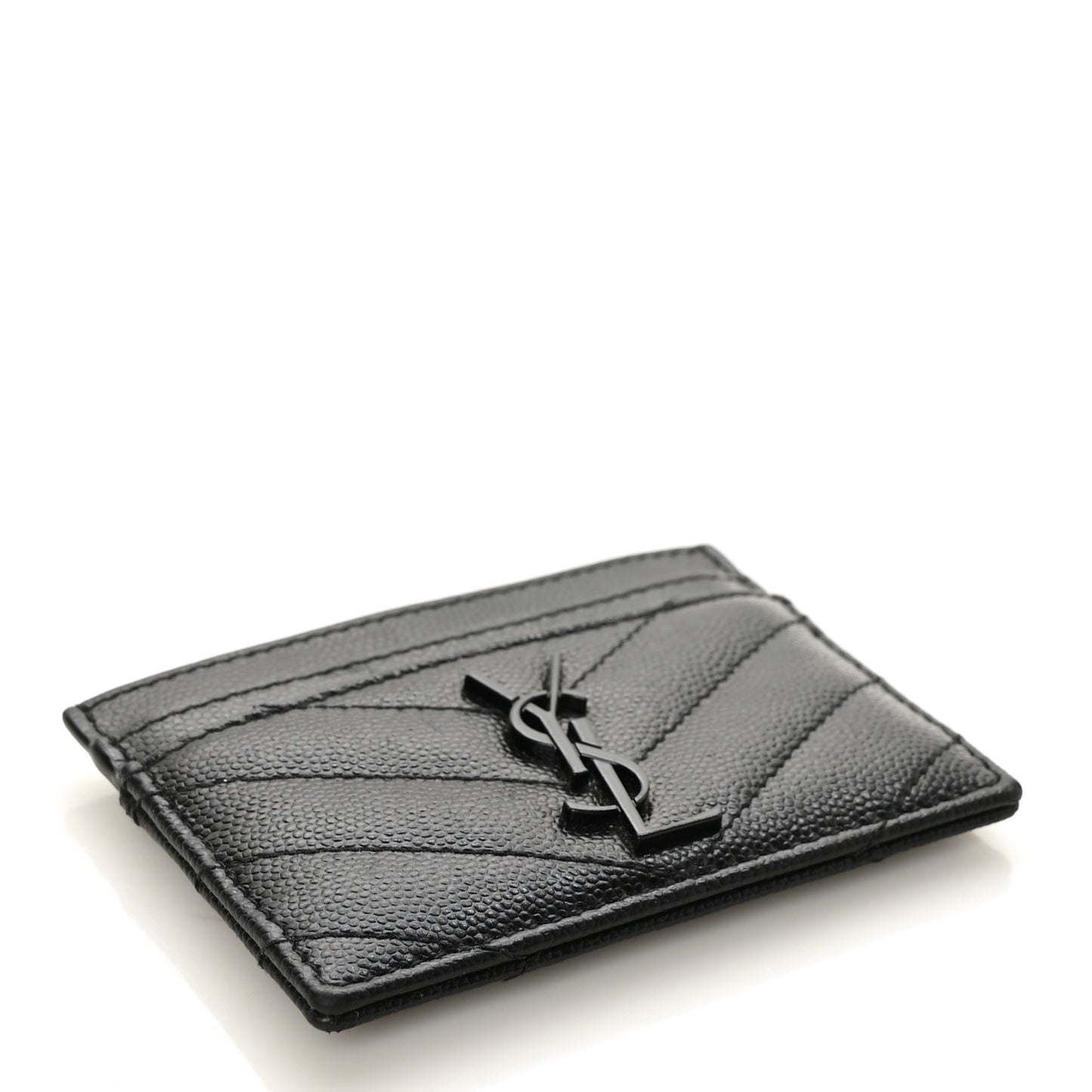 Grain De Poudre Matelasse Chevron Monochrome Monogram Credit Card Case Black