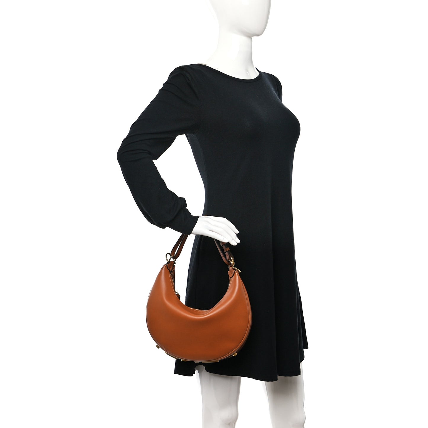 Vitello Grace Matte Small Fendigraphy Hobo Bag Brandy