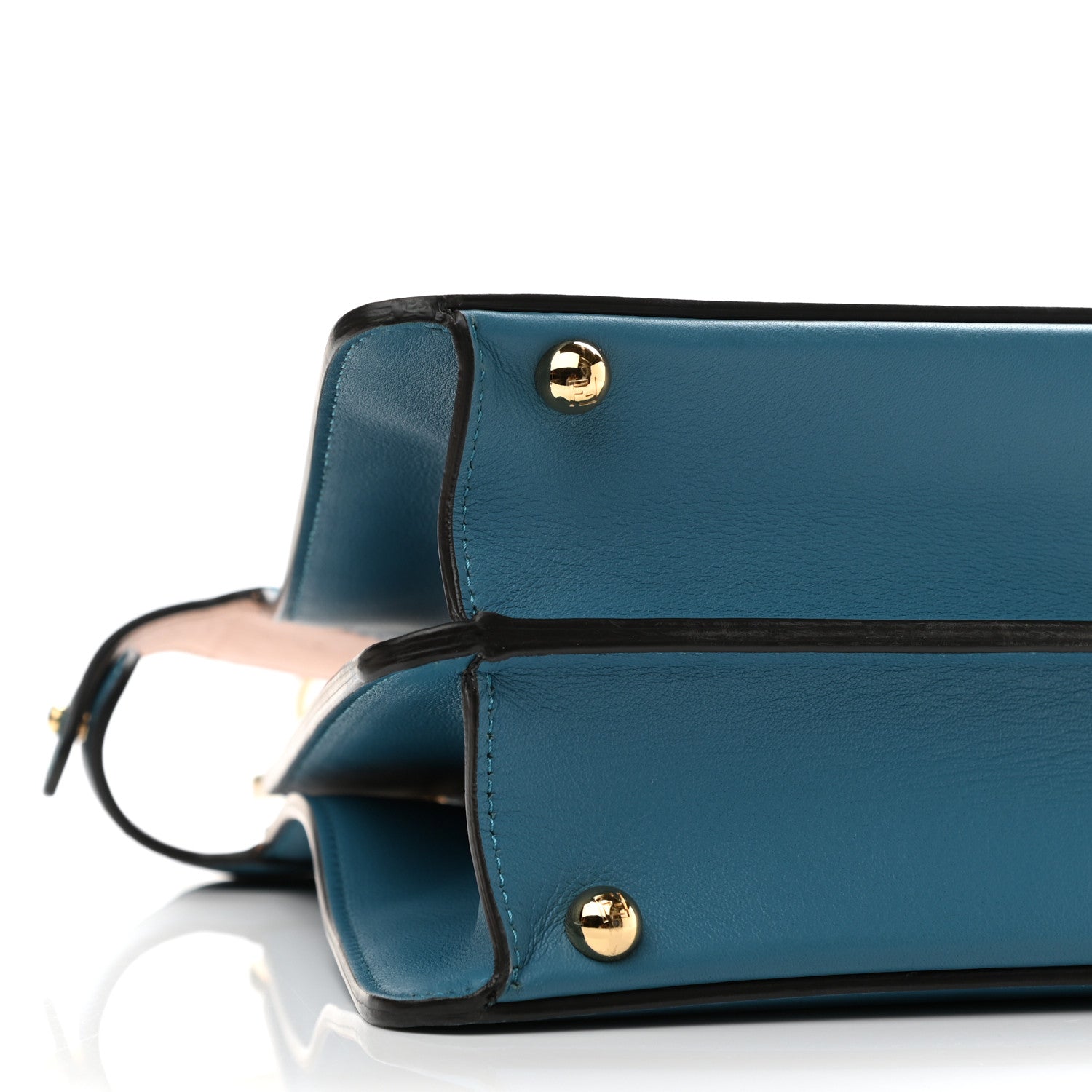 Fendi Vitello Seta Shiny Nappa Medium Peekaboo I SEE U Satchel Blue Velvet Light Rose 9 of 11