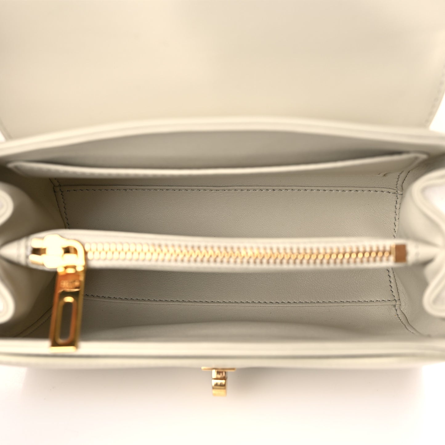 Satinated Calfskin Mini 16 Top Handle Bag White
