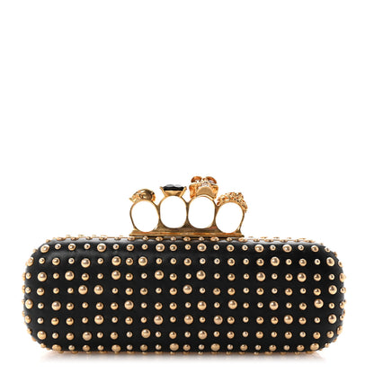 Alexander McQueen Nappa Studded Skull Knuckle Duster Clutch Black 1 of 8