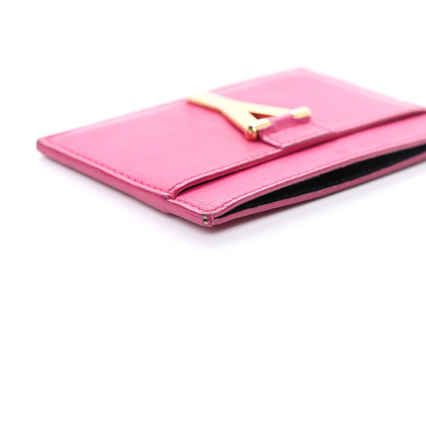 Calfskin Classic Y Card Case Fuchsia