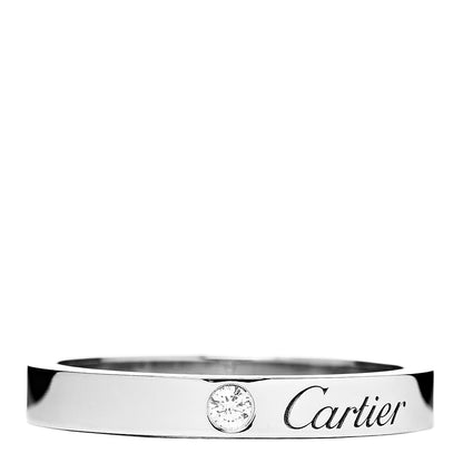 Cartier Platinum Diamond 3mm C De Wedding Band Ring 56 7.5 1 of 4