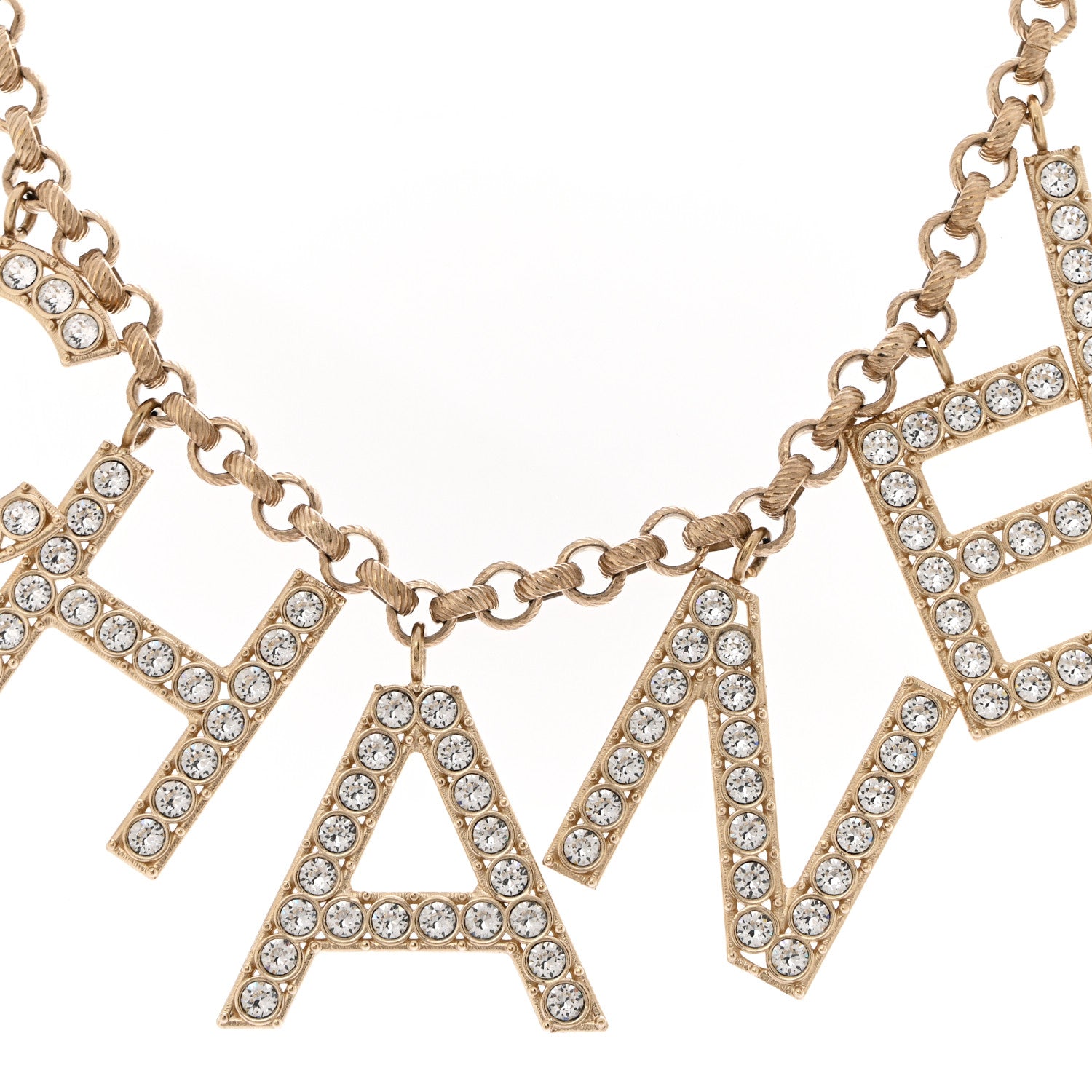Chanel Crystal City of Lights Letter Chain Necklace Gold 4 of 6