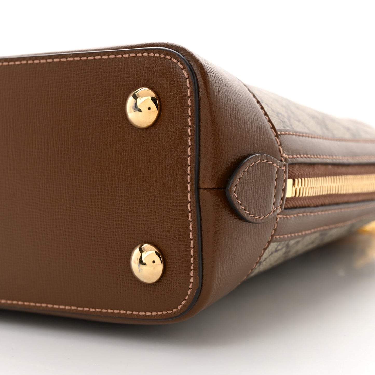 GG Supreme Monogram Azalea Calfskin Boutique Horsebit 1955 Top Handle Bag Beige Ebony Brown Sugar