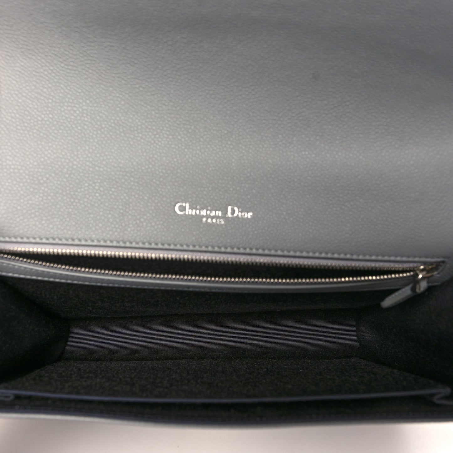 Grained Calfskin Large Diorama Flap Bag Grey