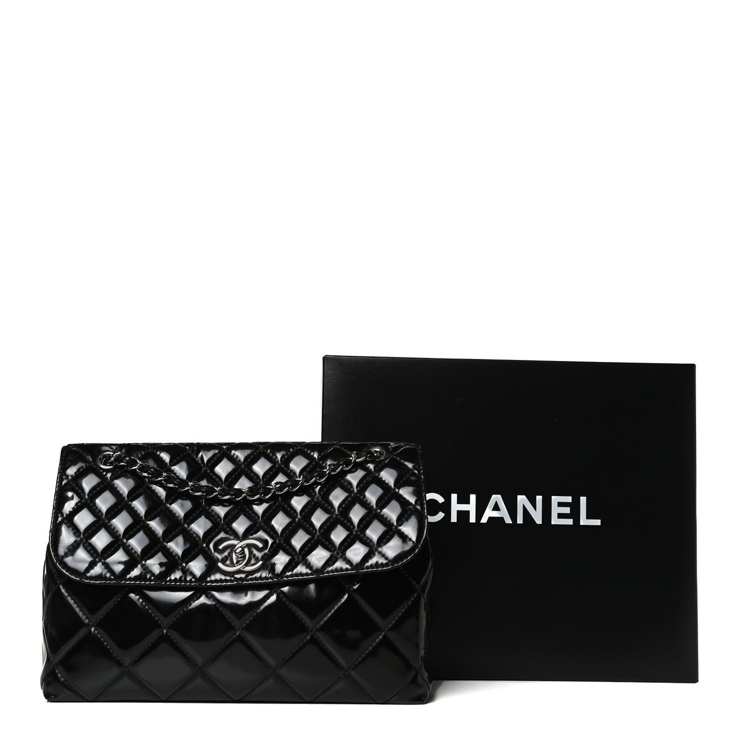 Vinyl Quilted In the Business Flap Bag Black