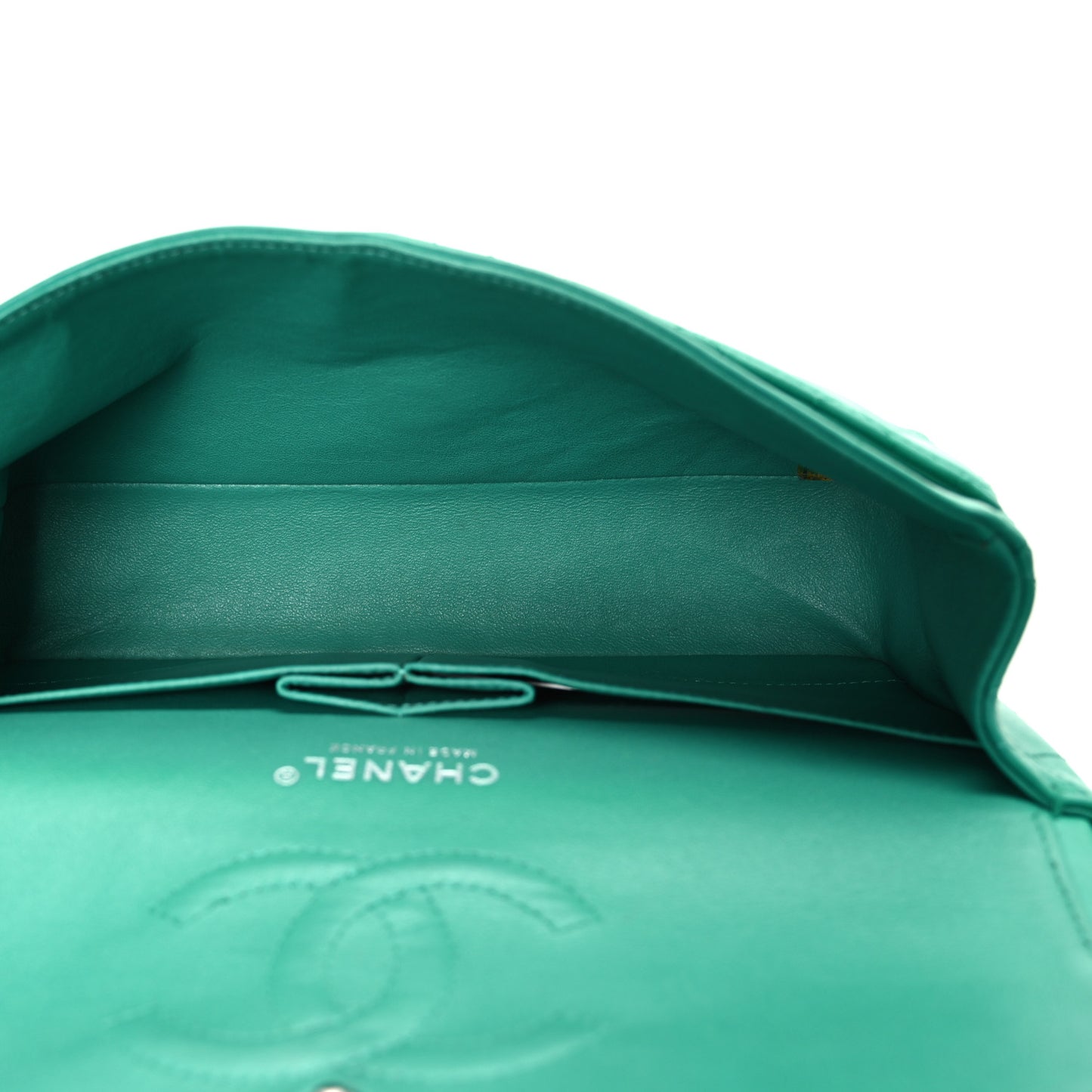 Lambskin Quilted Medium Double Flap Green