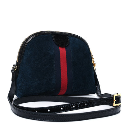 Gucci Suede Patent Dragon Embroidered Small Ophidia Dome Shoulder Bag Blue Multicolor 3 of 10