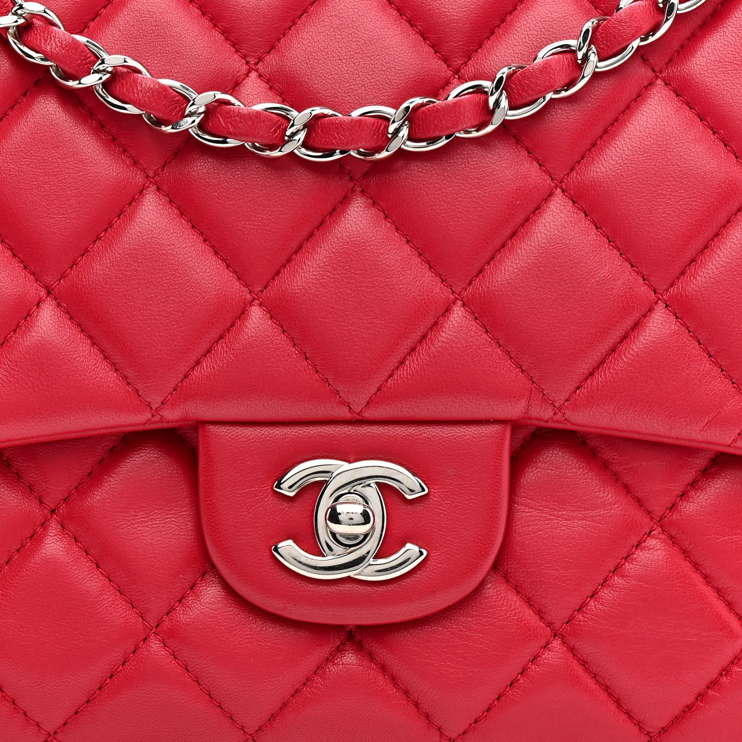 Chanel Lambskin Quilted Jumbo Chanel 3 Flap Dark Pink 8 of 11