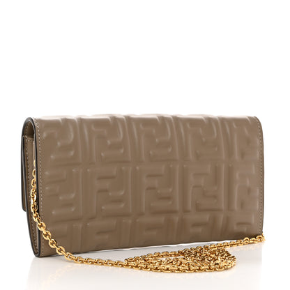 Fendi Nappa Matisse FF Embossed Continental Wallet On Chain Dove Gray 3 of 7