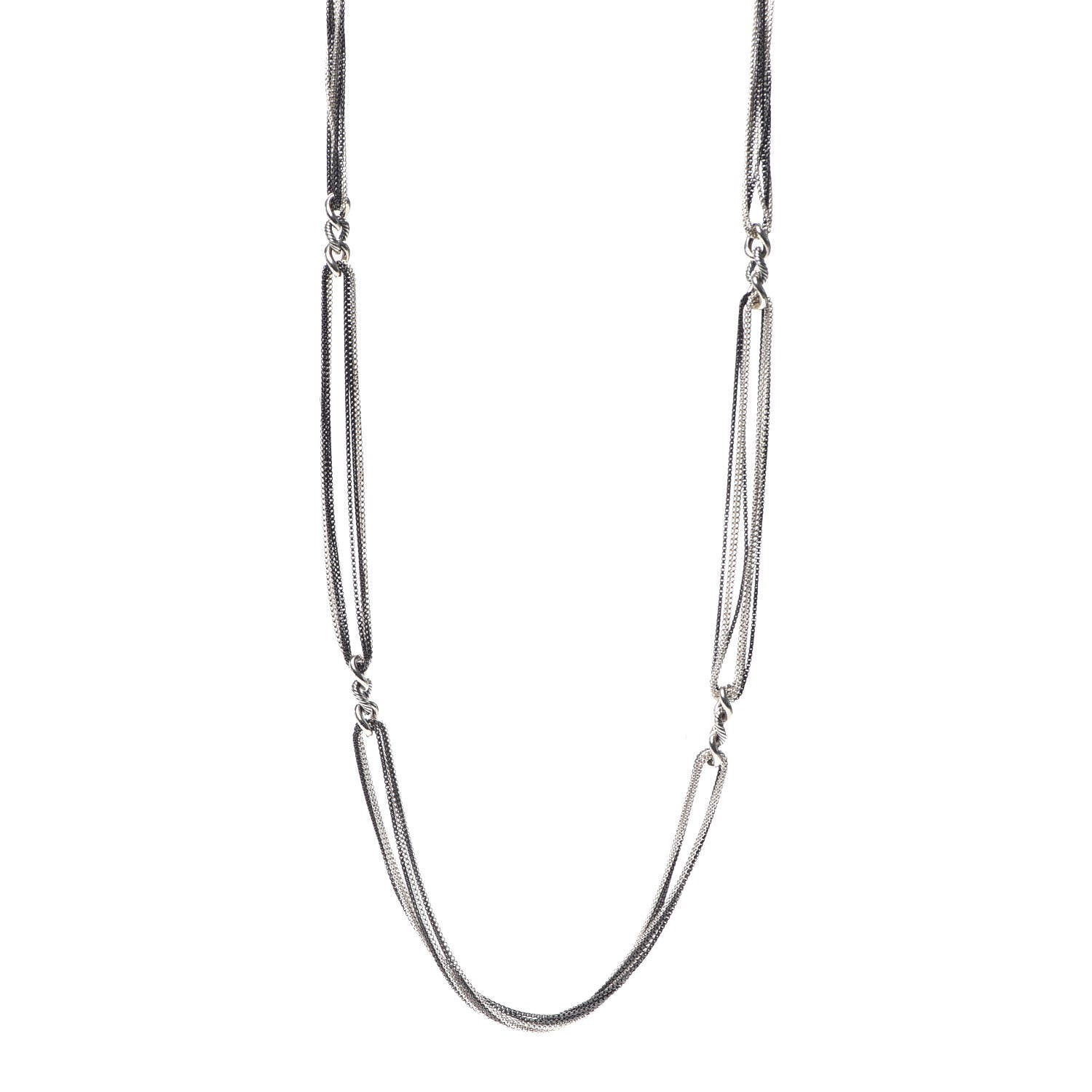David Yurman Sterling Silver Eight Row Curb Link Necklace 1 of 5